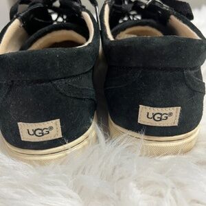 Preowned UGG Tomi Black Leather Sneakers Women Size US 8